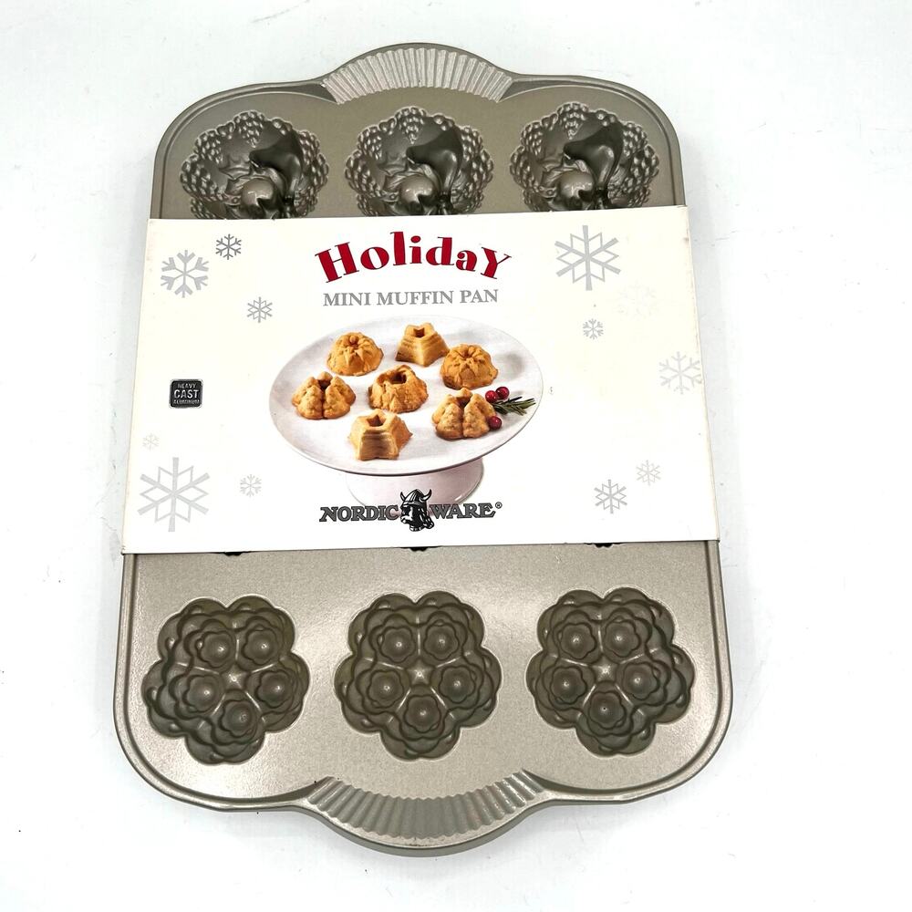 Nordic Ware Aluminum Cast Holiday Mini Muffin Pan